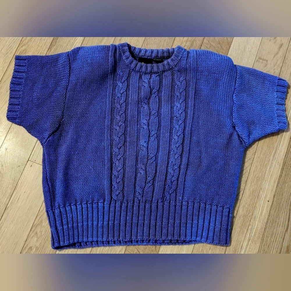 LizWear Purple 90s Crop Cable knit Sweater Size L Vintage